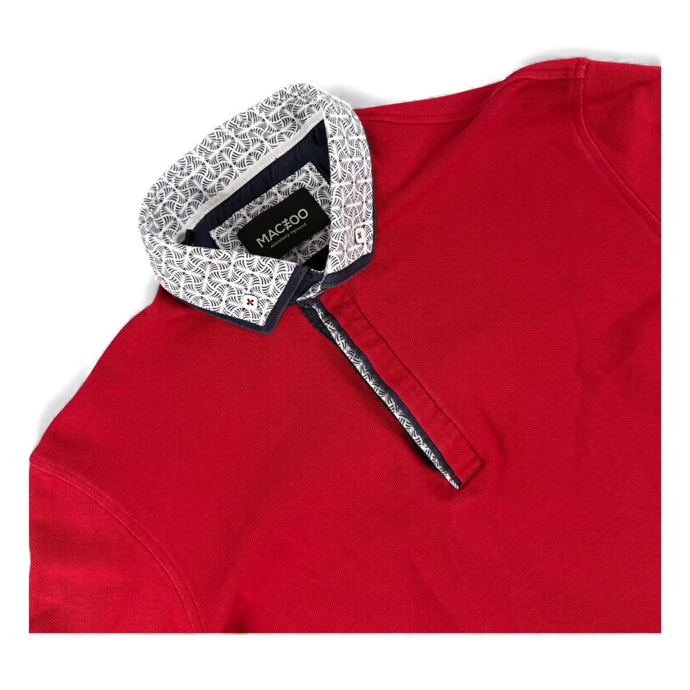 MACEOO Shirt Mens 2/S Red Long Sleeve Button Down Contrast Collar Cuffs Casual